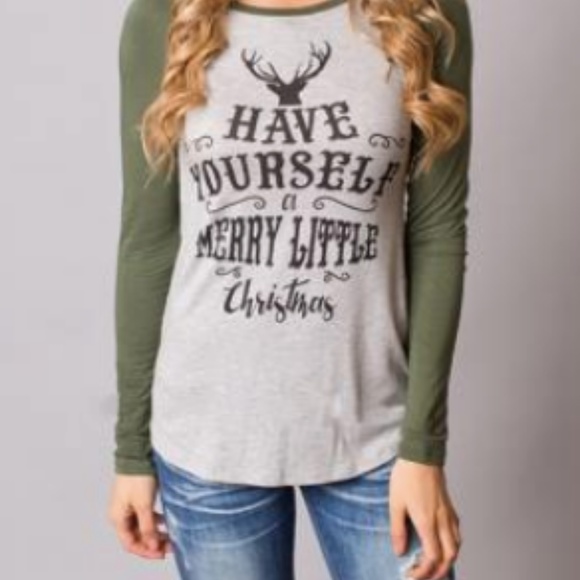 Green Christmas baseball tee - Picture 1 of 2